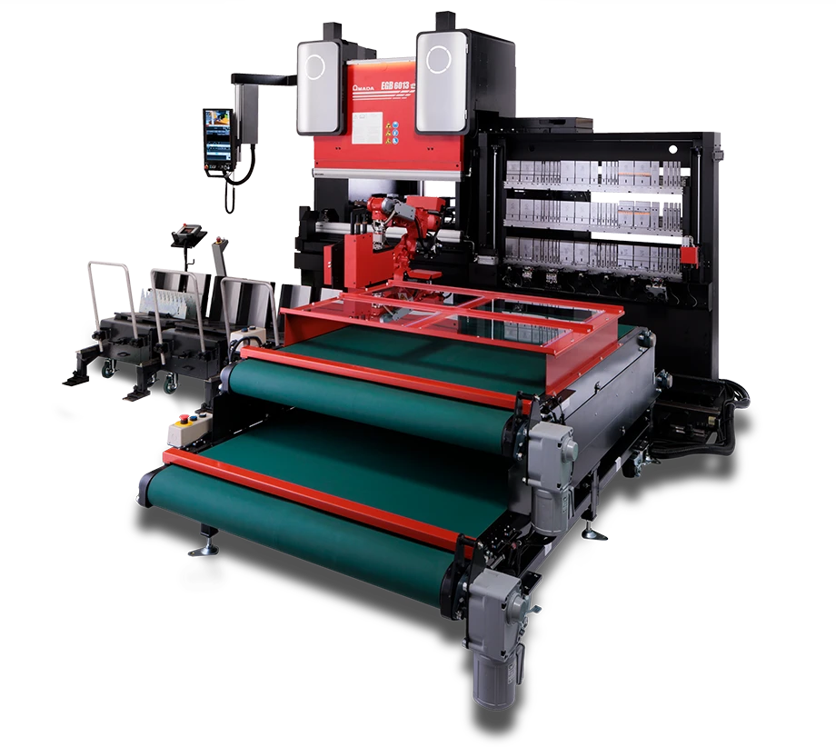 EGB 6013 ARce compact electric robotic bending press machine with automatic tool changer and conveyor