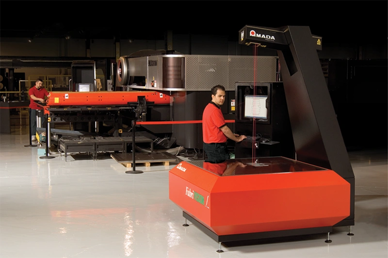 Technician using FabriVISION to conduct part inspection on factory floor