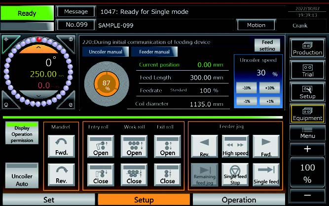 Easy-to-use 3-mode operation displays for feeder
